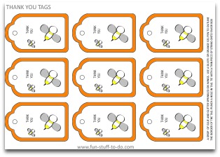 free tags, free stickers, printable tags, bee tags, honey bee tags, tags to decorate, orange tags, party decoration ideas, party decorating ideas