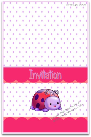 printable birthday party invitations, free party invitation, invitation templates free, invitation card templates free download, ladybug invitation, purple invitation, polka dot invitation 