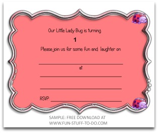 free party invitation, printable birthday party invitation, ladybug invitation, invitation wording, ladybird invitation