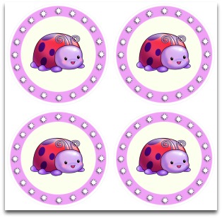 free tags, free labels, small cake toppers, free stickers, ladybug tags, ladybug stickers, ladybug cake toppers