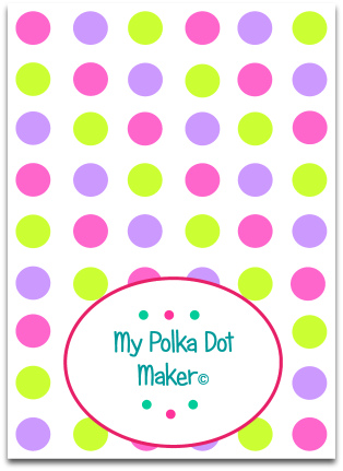 My Polka Dot Maker © ready-made polka dot templates. Print high resolution colourful polka dot paper fast. Tiny, small, medium and large polka dots with endless colour options.