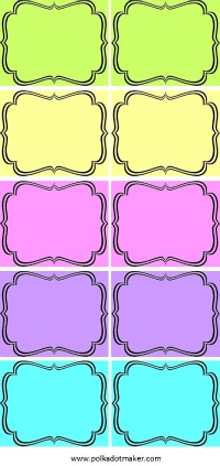 free labels, printable labels, party labels, bracket labels, party decorations, pink labels, lime green labels, purple labels, orange labels