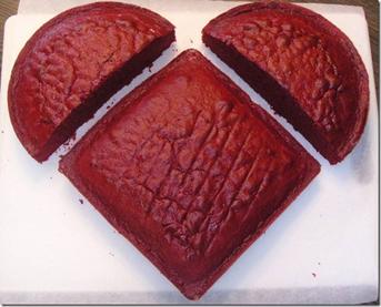 fun homemade heart shaped cake made with a circle and a square