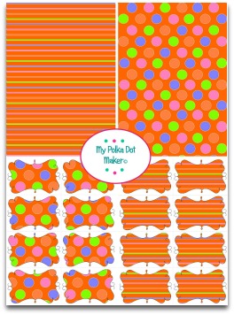 orange polka dots