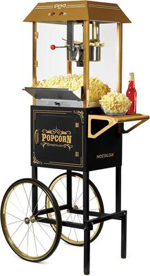 Black And Gold Vintage Popcorn Cart Machine