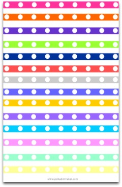 polka dot paper, paper lint, paper ribbon, hot pink, lime green, orange, purple, blue, free dividers, free borders