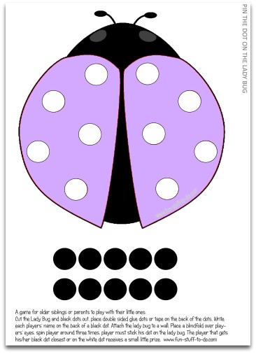 fun party games, free party games, printable party games, party game ideas, kids party games, birthday party games, indoor party games, pin games, ladybug games 