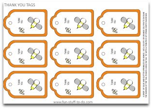 free tags, free stickers, printable tags, bee tags, honey bee tags, tags to decorate, orange tags, party decoration ideas, party decorating ideas