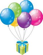 1st birthday balloons and gift box