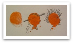 thumbprint art, easy art, fingerprint crafts, easy face