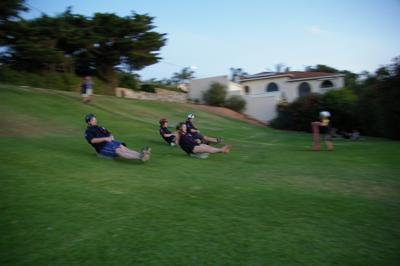 Ice blocking with friends at scouts