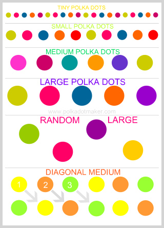 polka dot size chart, printable sizes, random, diagonal, tiny, small, medium, large, A4 size, my polka dot maker polka dot size chart, printable sizes, random, diagonal, tiny, small, medium, large, A4 size, my polka dot maker