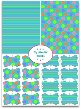 aqua polka dots