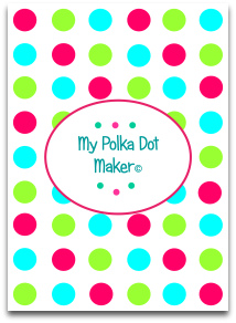 polka dots, candy, blue, green, dark pink