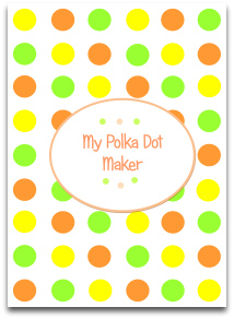 polka dots, candy, orange, yellow, green