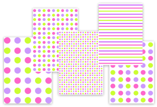 pink purple green polka dots