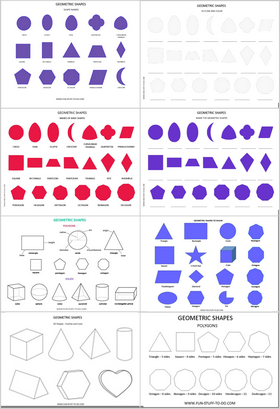 2D-3D geometric shapes worksheets free print